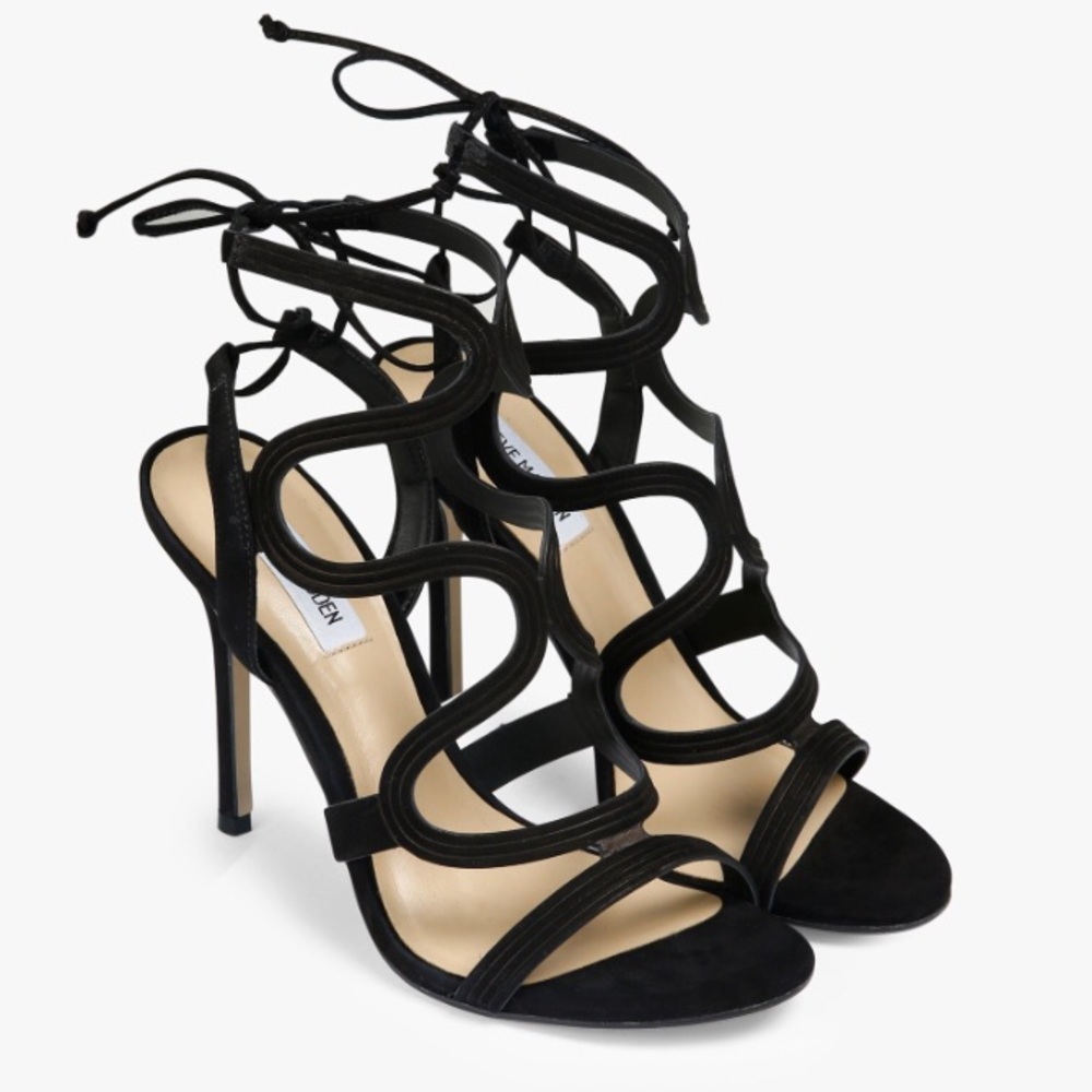 Steve Madden Black Strappy Lace-Up Stiletto Heels